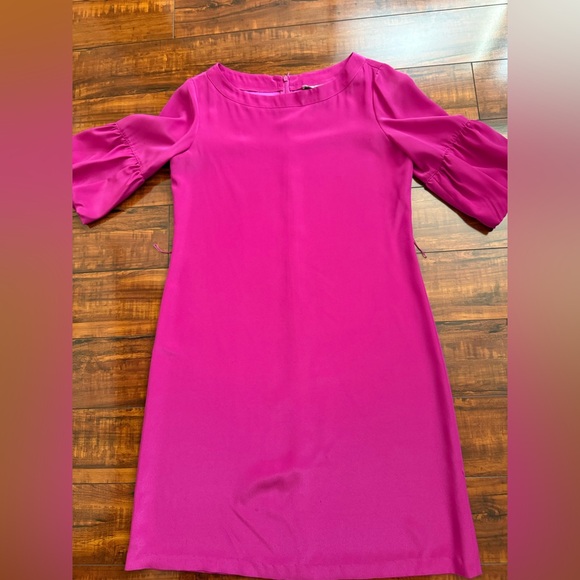 Vibrant Pink Dress with Puff Sleeves - Picture 3 of 8